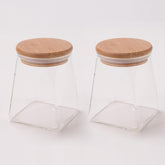 Kuber Industries Borosilicate Glass Jar with Bamboo Lid | Kitchen Organizer Items & Storage | Multi-Utility, Leakproof, Airtight Storage Jar for Cookies, Snacks, Tea, Coffee, Sugar | Set of 2 (360ml)